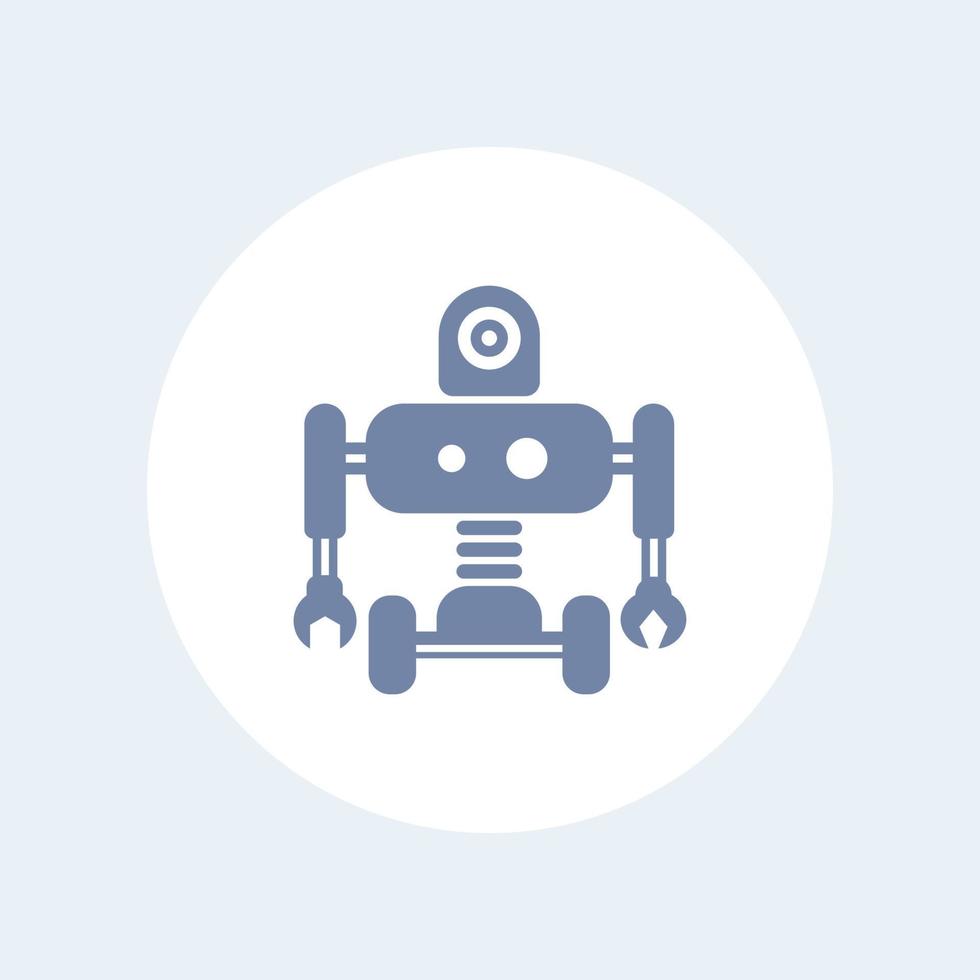 Robotics icon, robot, mechanical engineering, AI isolated icon, vector illustration