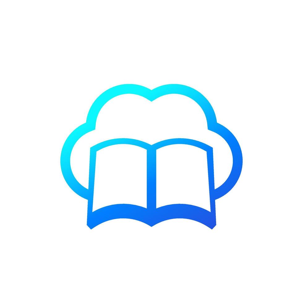 libros en la nube, icono de biblioteca en línea en blanco vector