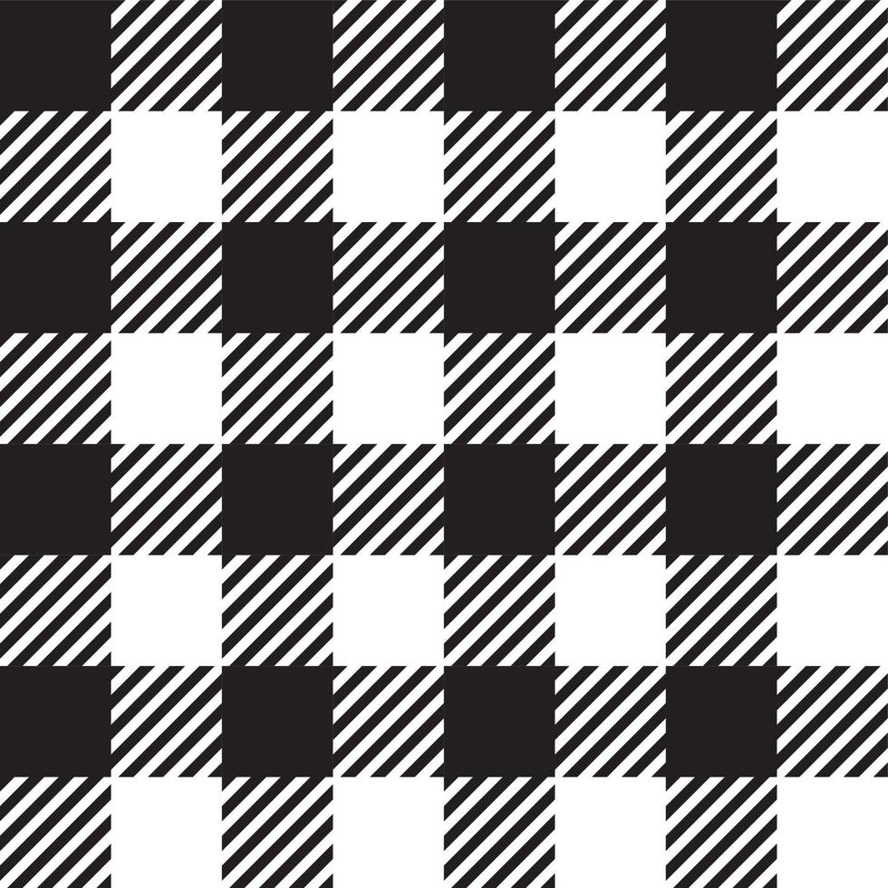 Plaid, black and white pattern vector