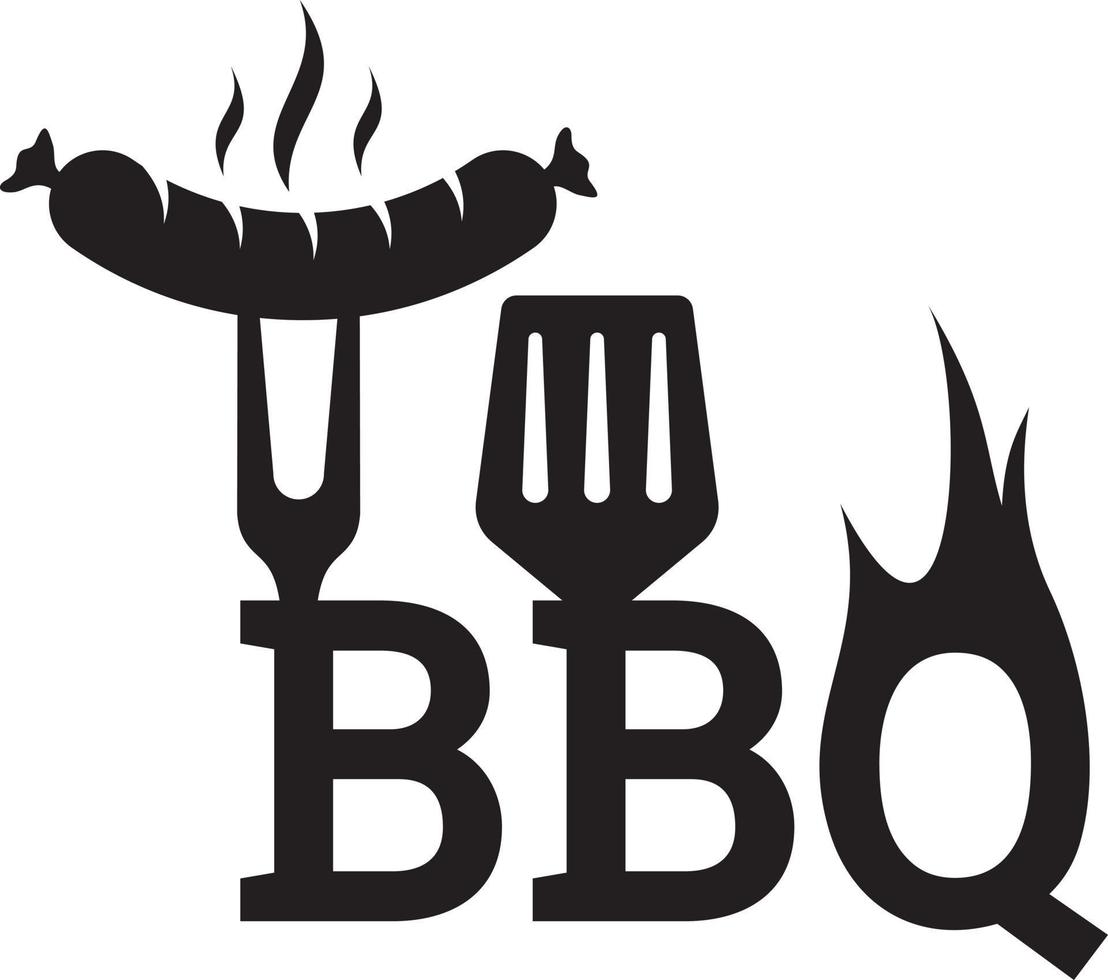 BBQ Grill sausage and spatula silhouette vector