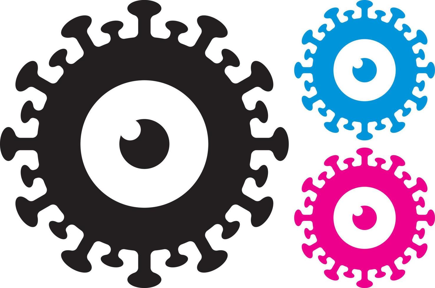 Coronavirus. Black, pink and blue icons vector