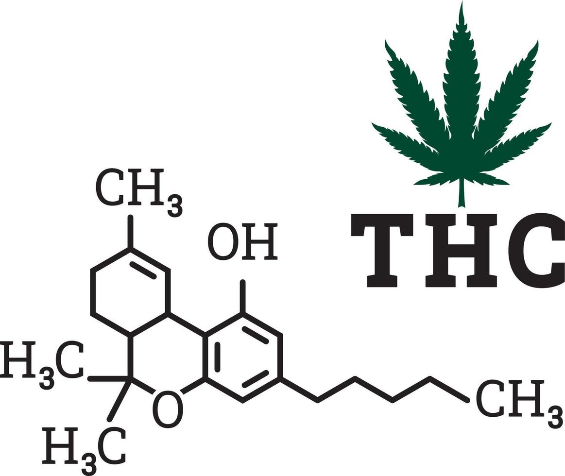 THC tetrahydrocannabinol molecular structural chemical formula vector