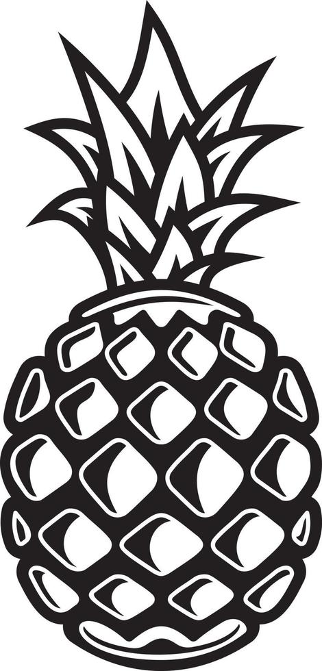 Pineapple. Black and white icon vector