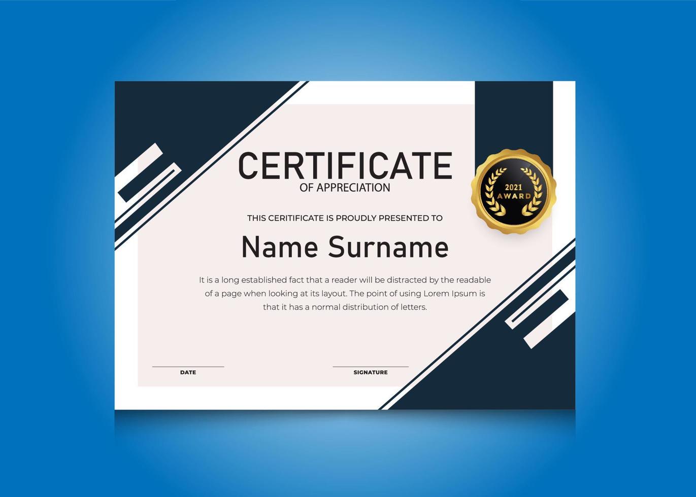 Unique Certificate Design Free Vector