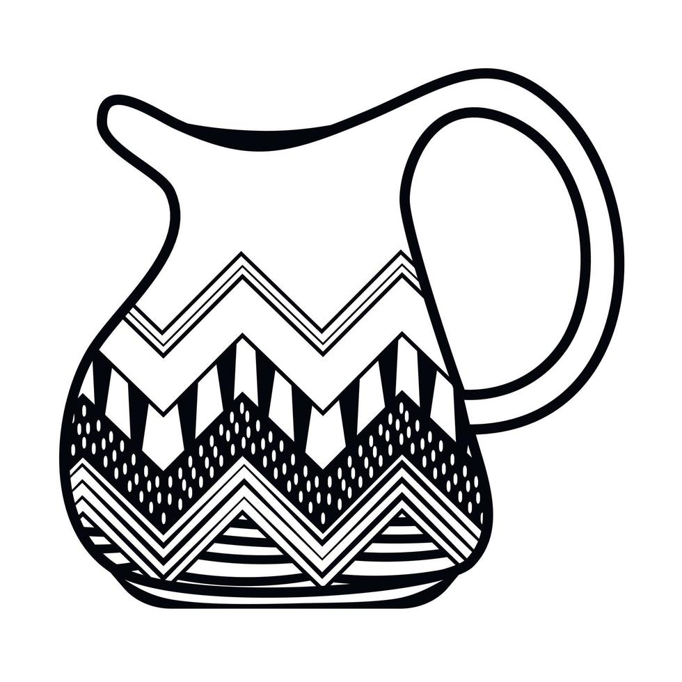 Simple icon Ceramic  milk jug with Scandinavian pattern vector