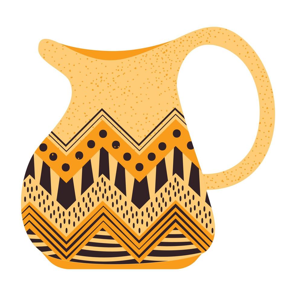 Jarra de leche de cerámica naranja con estampado escandinavo vector