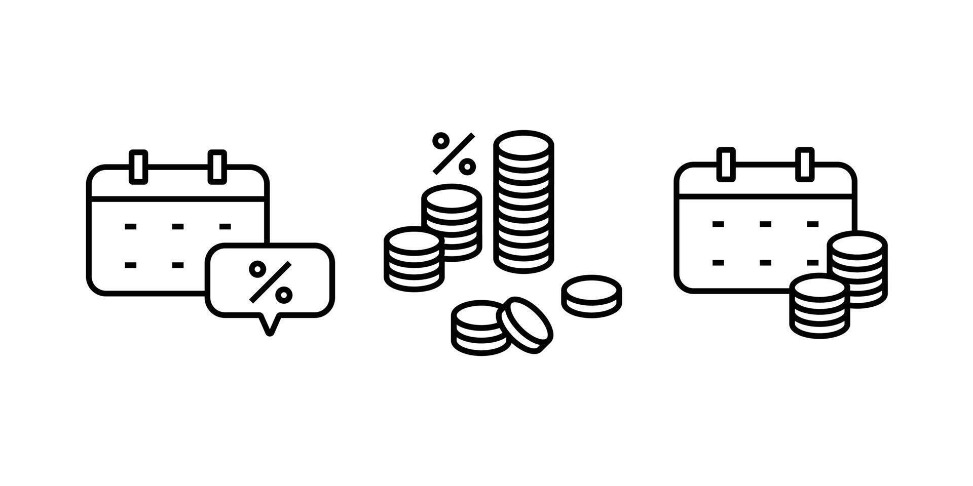 conjunto de ilustración creativa de icono editable relacionado con asuntos financieros. préstamo y deuda. trazo de vector de elemento adecuado para el diseño ui ux de aplicaciones financieras o económicas.