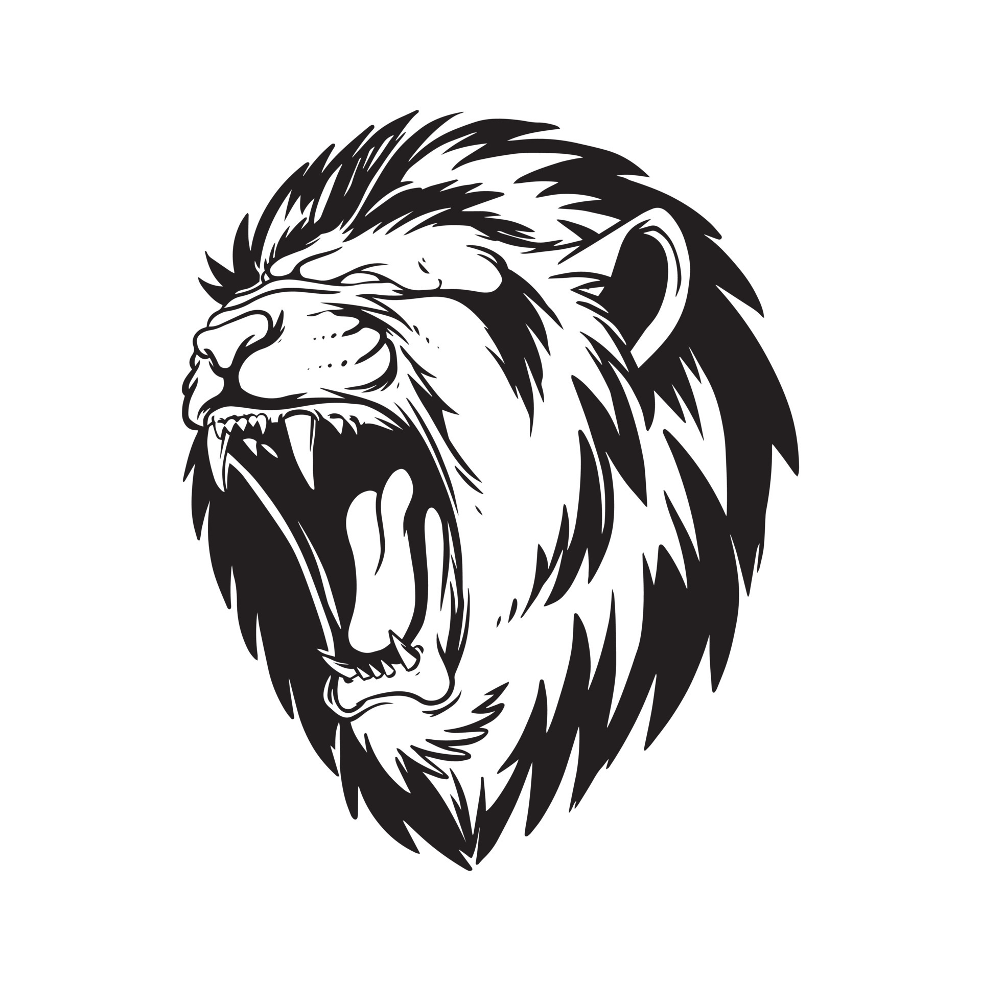 an angry lion illustration. a hand drawn illustration of a wild animal  head. line art drawing for design element 4735450 Vector Art at Vecteezy