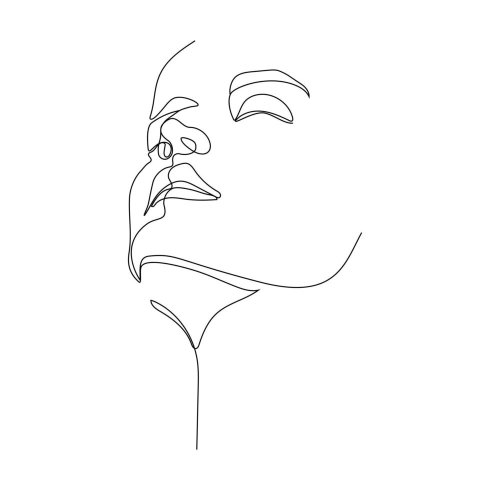 Ilustración continua de una línea del rostro de una mujer. vector