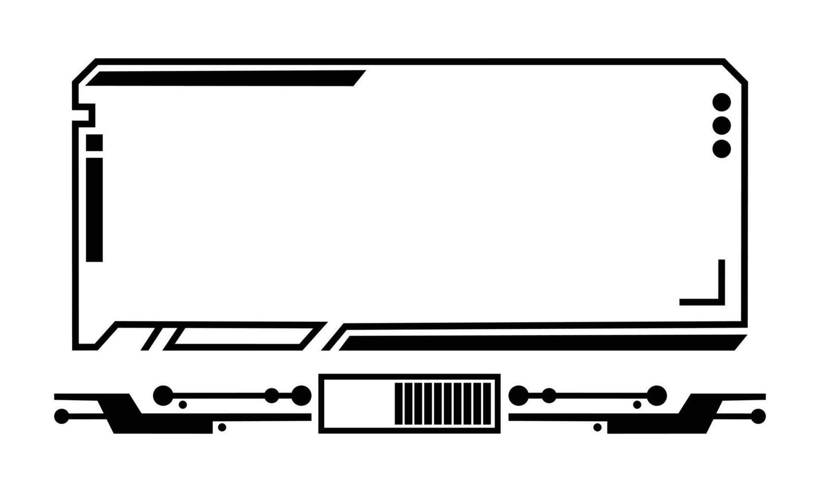 Ilustración de juegos de hud para el diseño de juegos de panel. Ilustración de marco futurista o cibernético para la interfaz del juego. Copie la ilustración del espacio en el tema de la ciencia tecnológica. vector