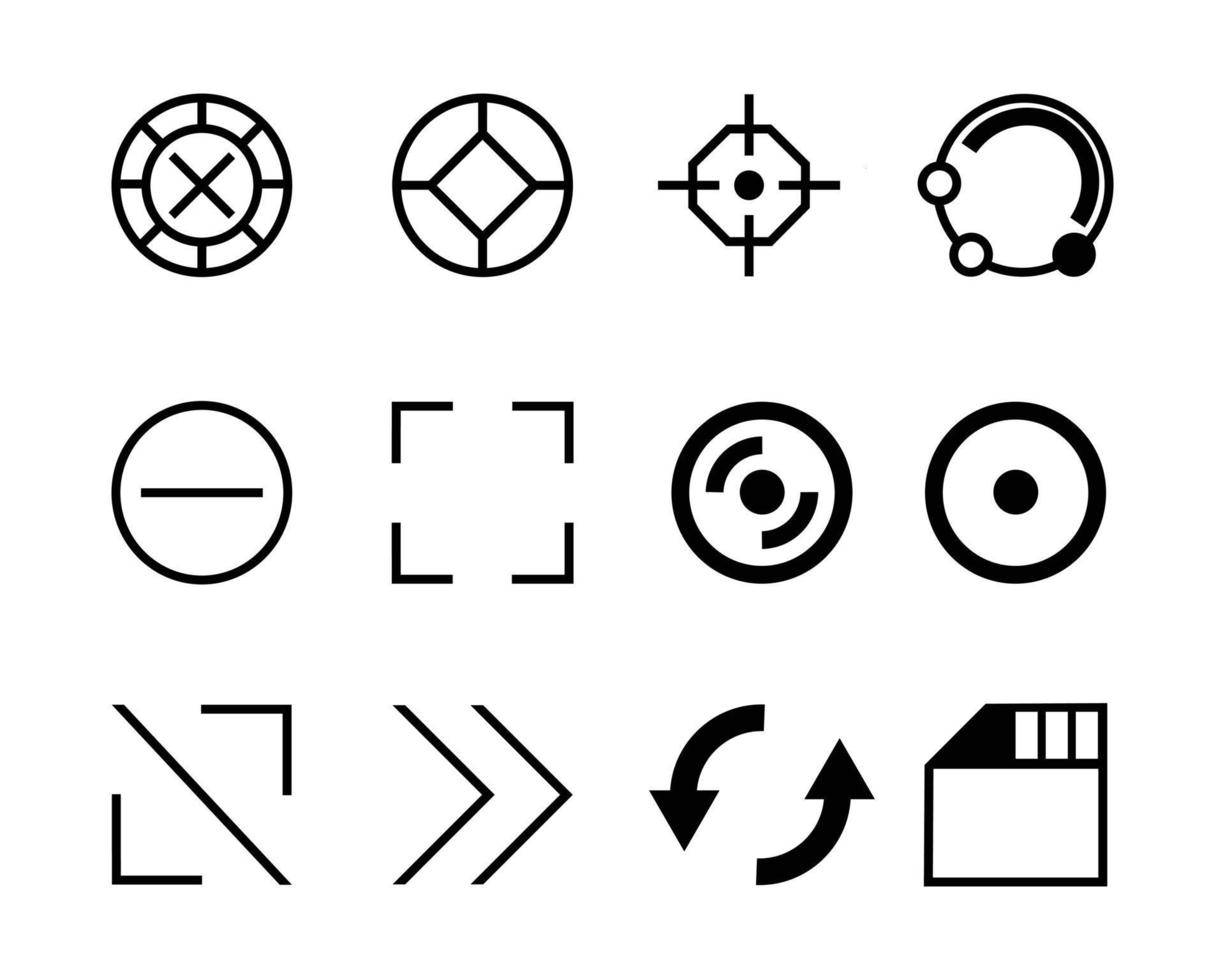 set of abstract icons in various shapes for website and mobile app interface. common used element for ui ex design and any other use. vector