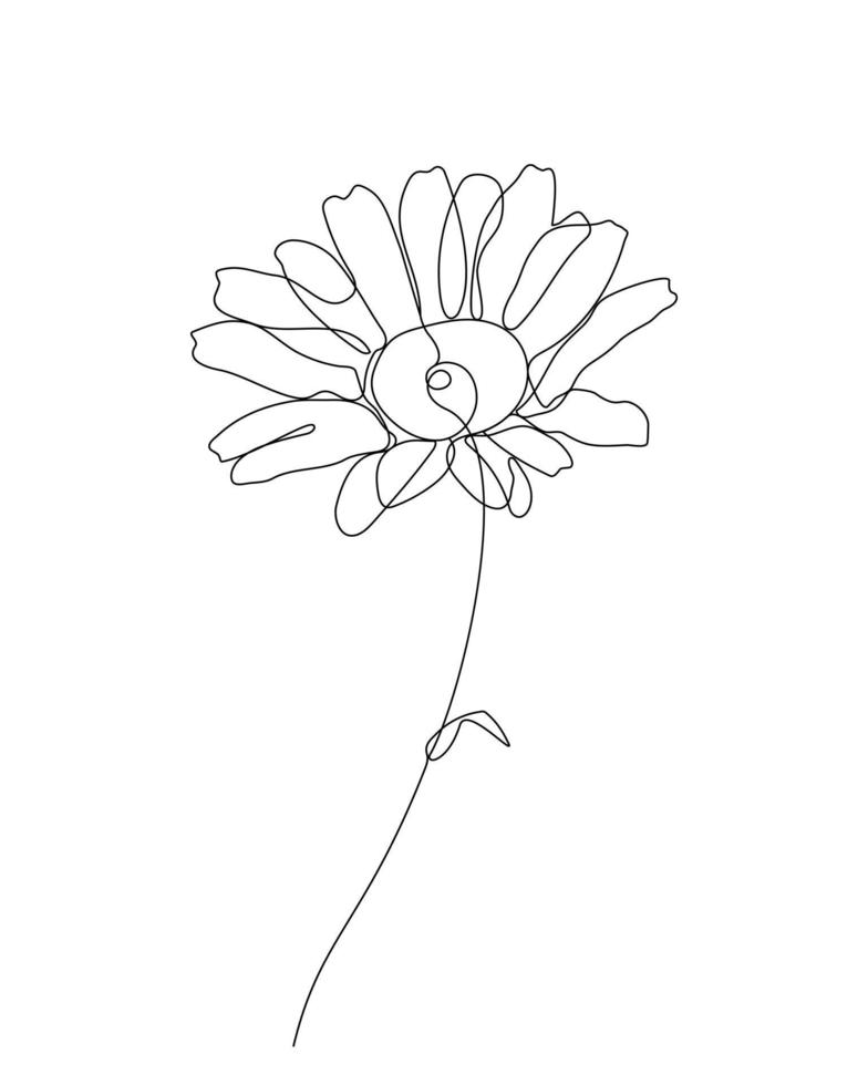 Continuous one line illustration of a flower vector