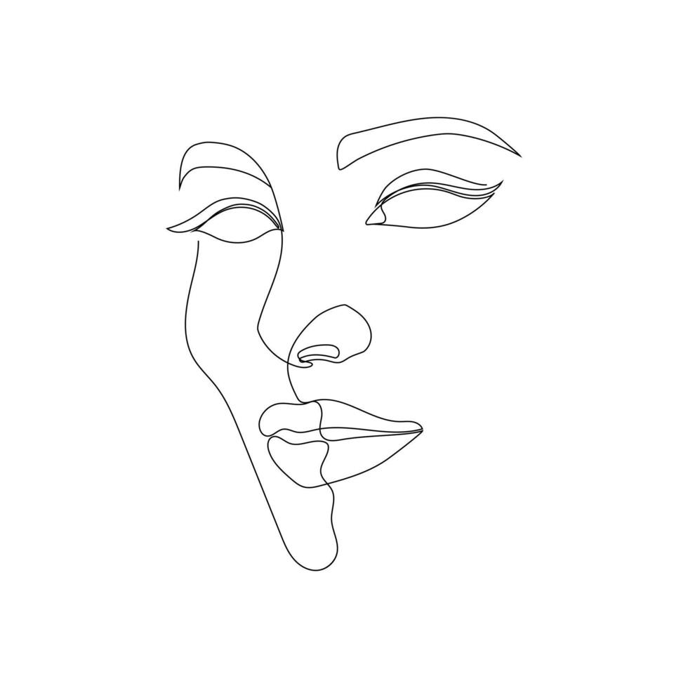 Ilustración continua de una línea del rostro de una mujer. vector