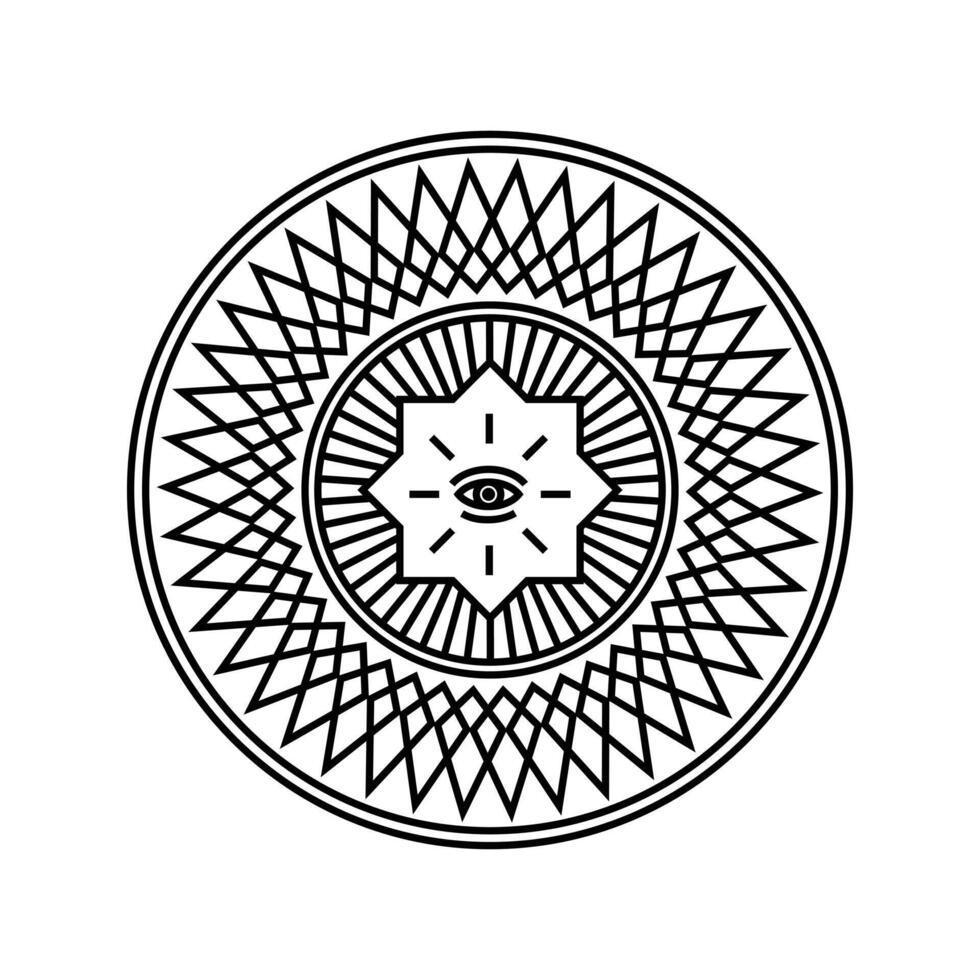 un mandala, una ilustración de círculo abstracto relacionada con una creencia espiritual o cierta. un hermoso elemento hecho a mano del símbolo antiguo para cualquier diseño creativo. vector