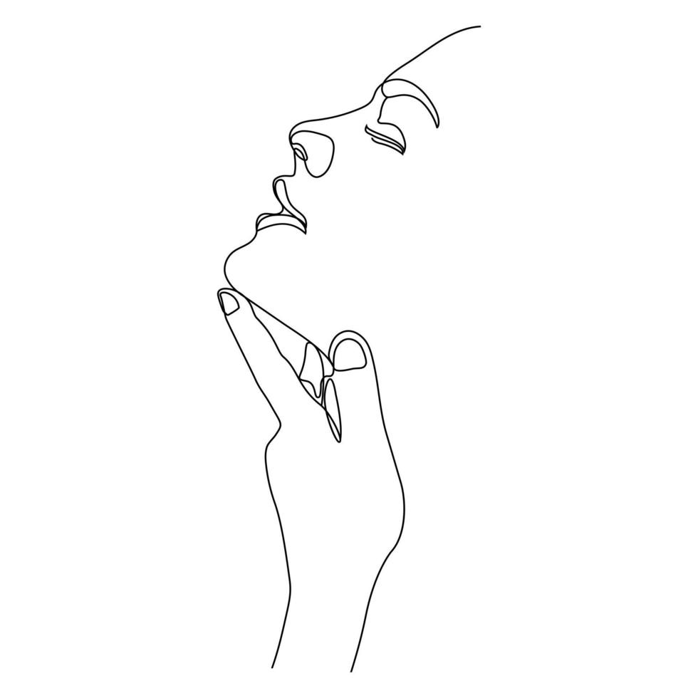 Continuous one line illustration of a woman's face vector