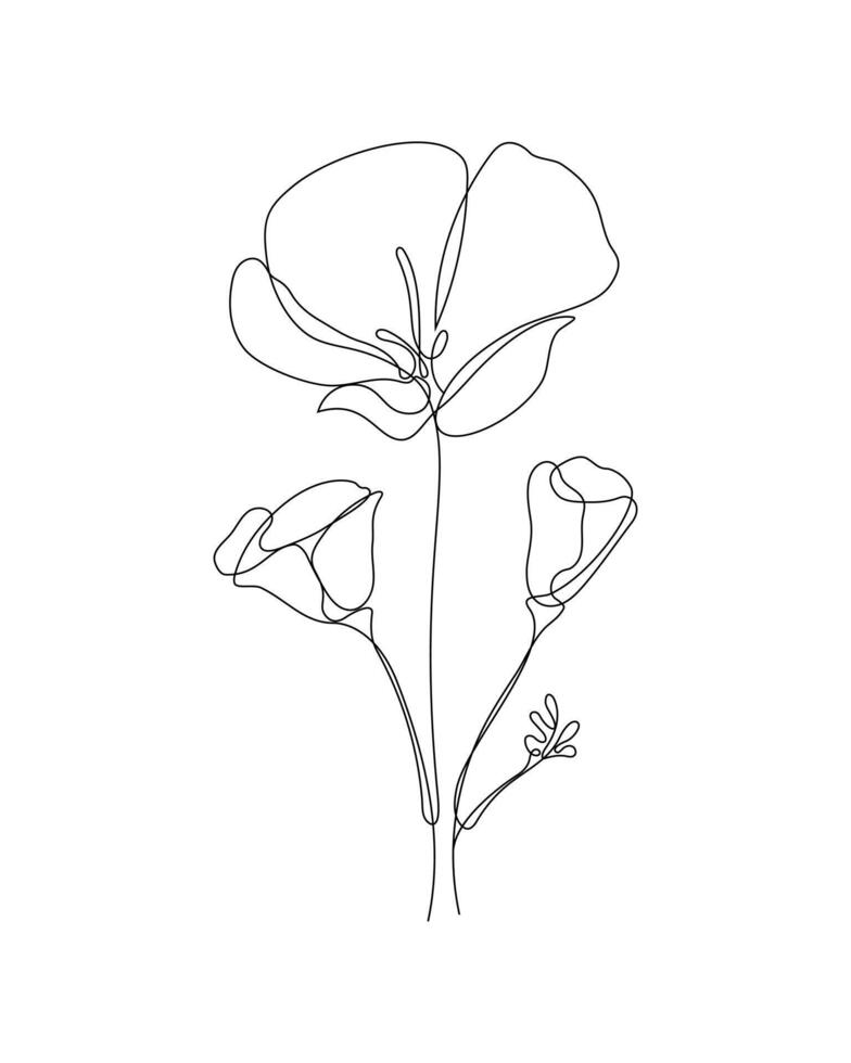 Continuous one line illustration of a flower vector