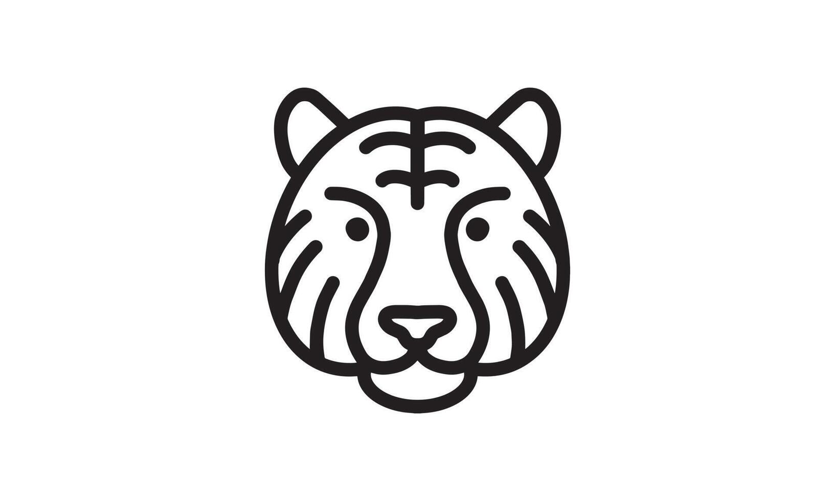 Tiger vector line icon, animal head vector line art, isolated animal