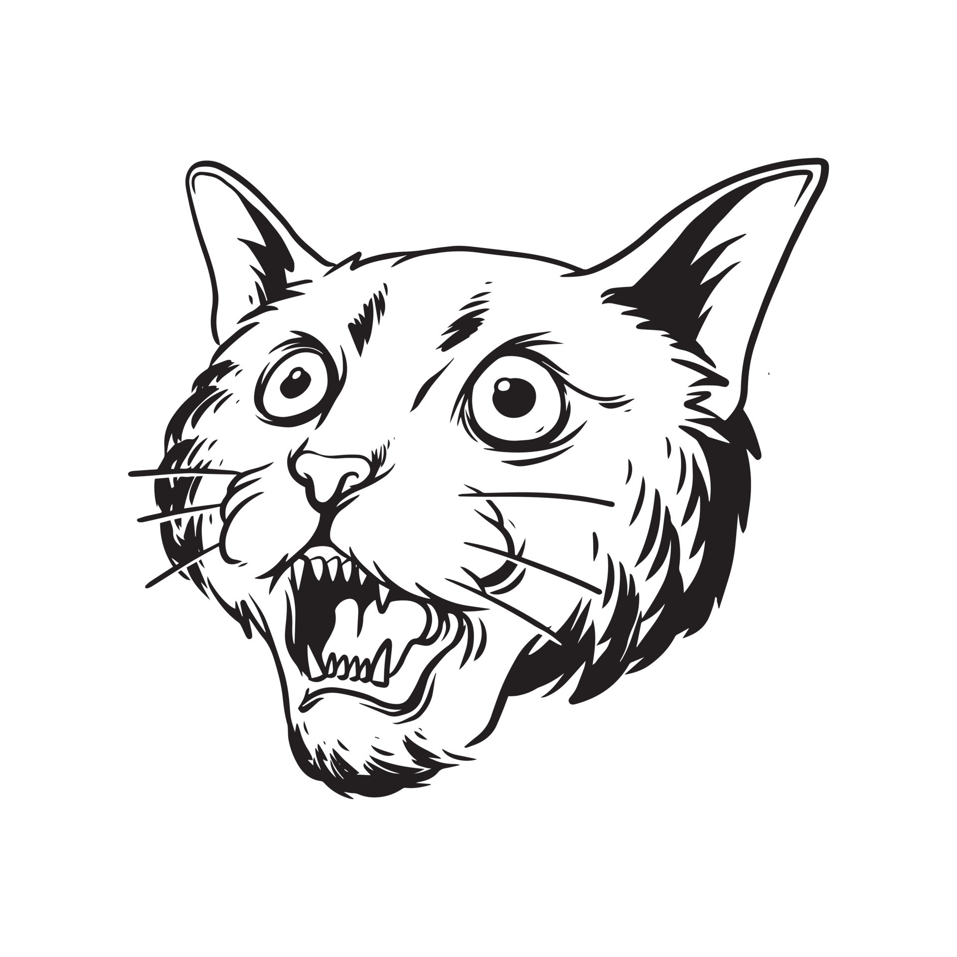 Premium Vector  Angry cat head hand drawing style