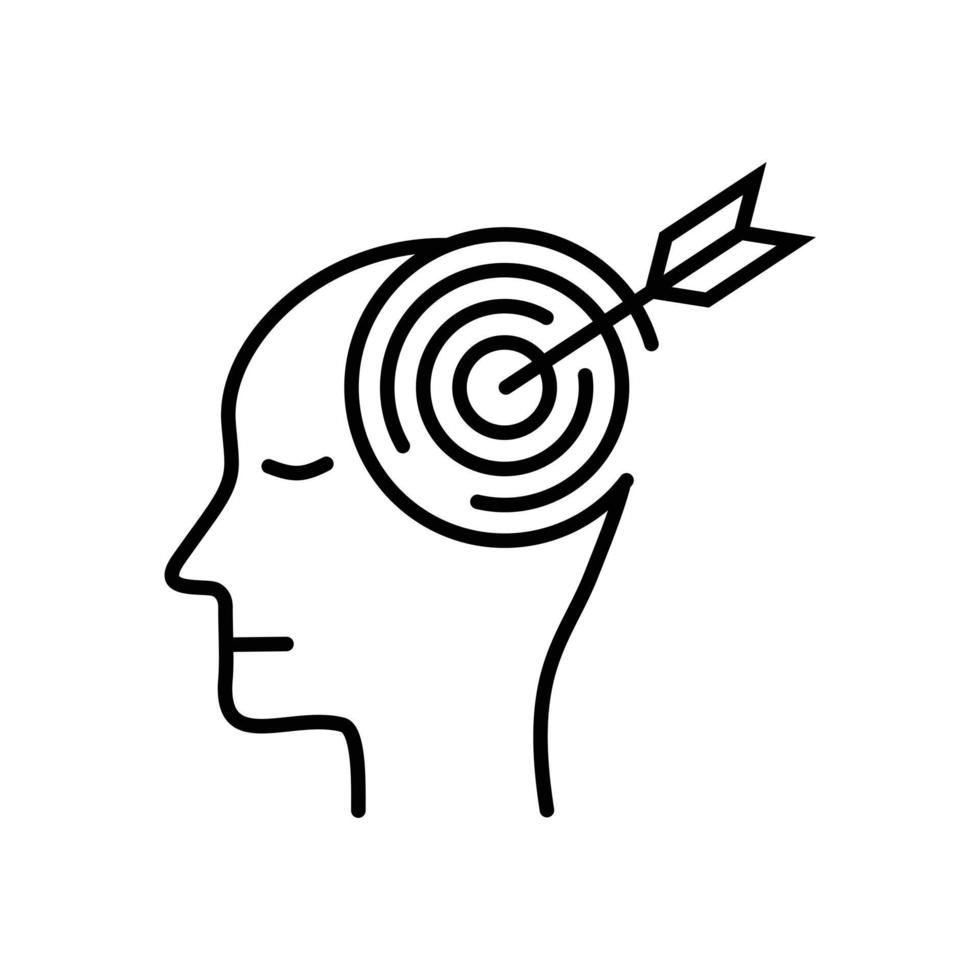 una ilustración de icono de la mente humana. una ilustración simple que representa aspectos de salud mental adecuados para el diseño de interfaz de usuario ux. un icono de persona enfocada. vector