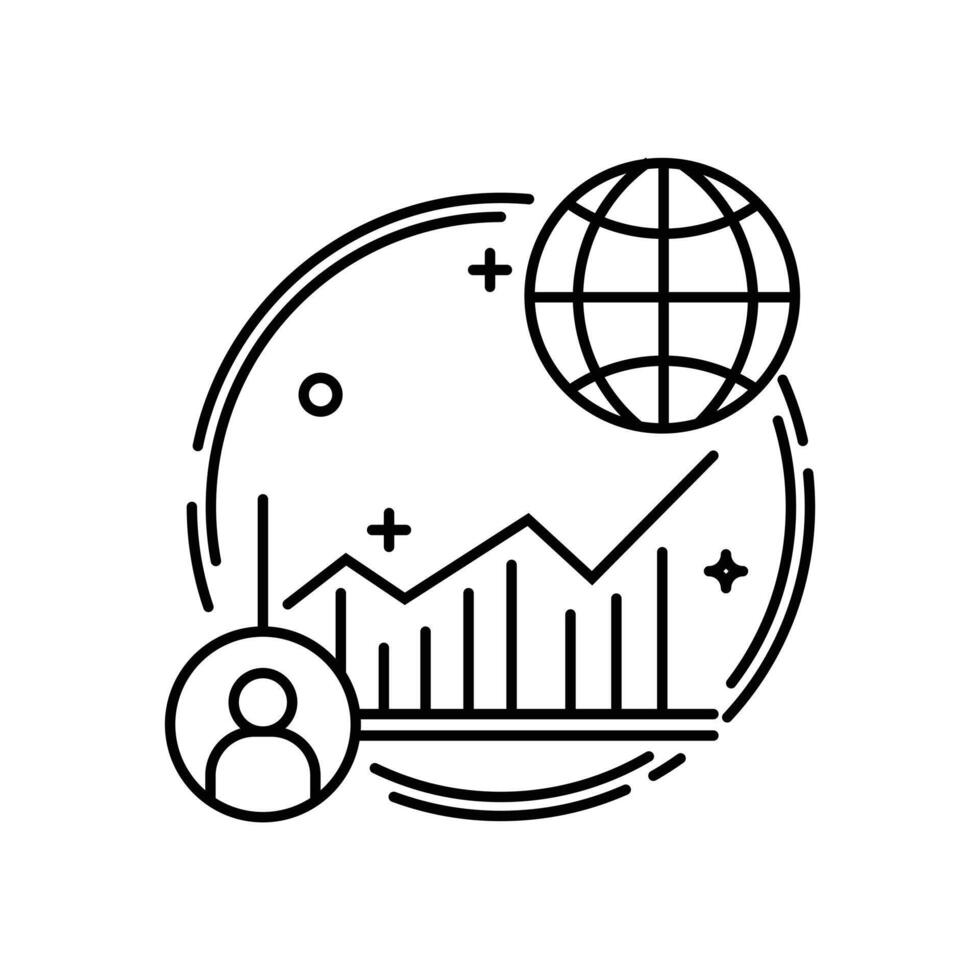 la ilustración lineal de la cuestión viva. un logotipo de crecimiento económico o financiero para un sitio web o una interfaz de aplicación. vector de pictograma para logotipo, símbolo, icono y cualquier otro uso.