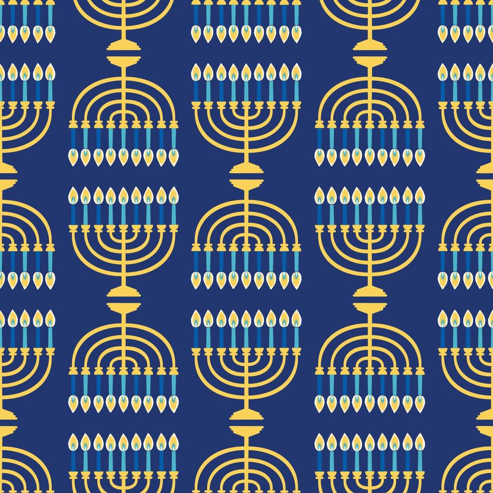 Hanukkah menorah seamless pattern. Religious background for jewish holidays. Vector illustration