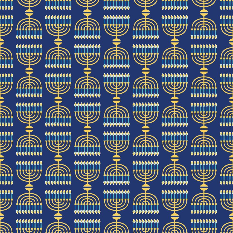 Hanukkah menorah seamless pattern. Religious background for jewish holidays. Vector illustration