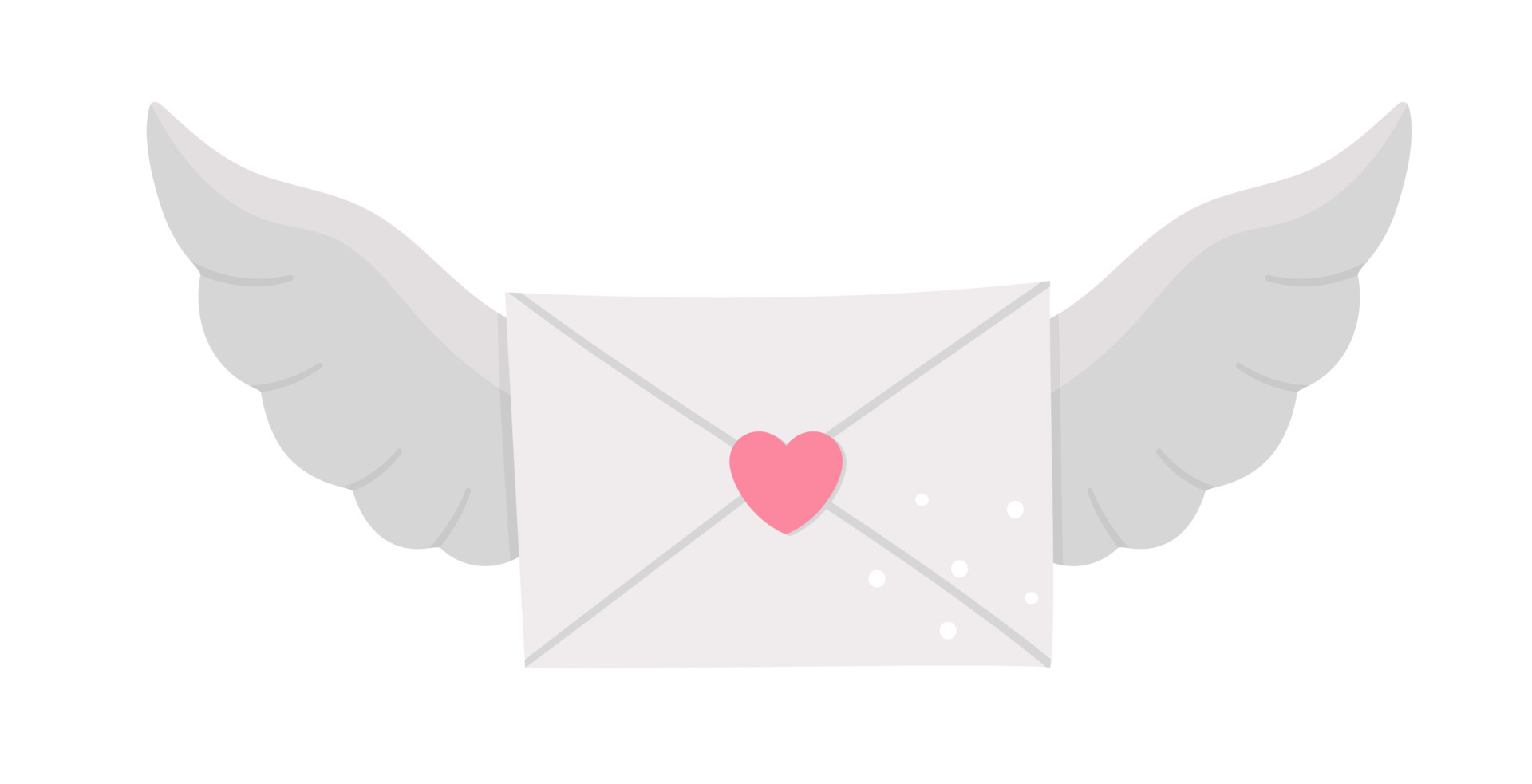 Vector letter sealed with heart and spread wings. Saint Valentines day  symbol. Funny post element with love concept isolated on white background.  Playful February holiday icon 4735818 Vector Art at Vecteezy