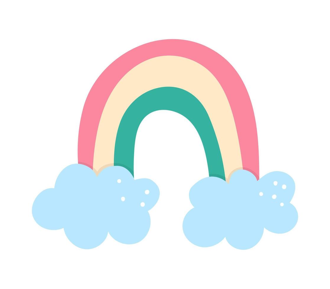 Vector rainbow with clouds. Saint Valentines day symbol. Funny element ...