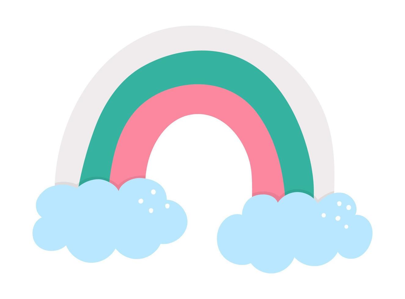 Vector rainbow with clouds. Saint Valentines day symbol. Funny element with love concept isolated on white background. Playful February holiday icon