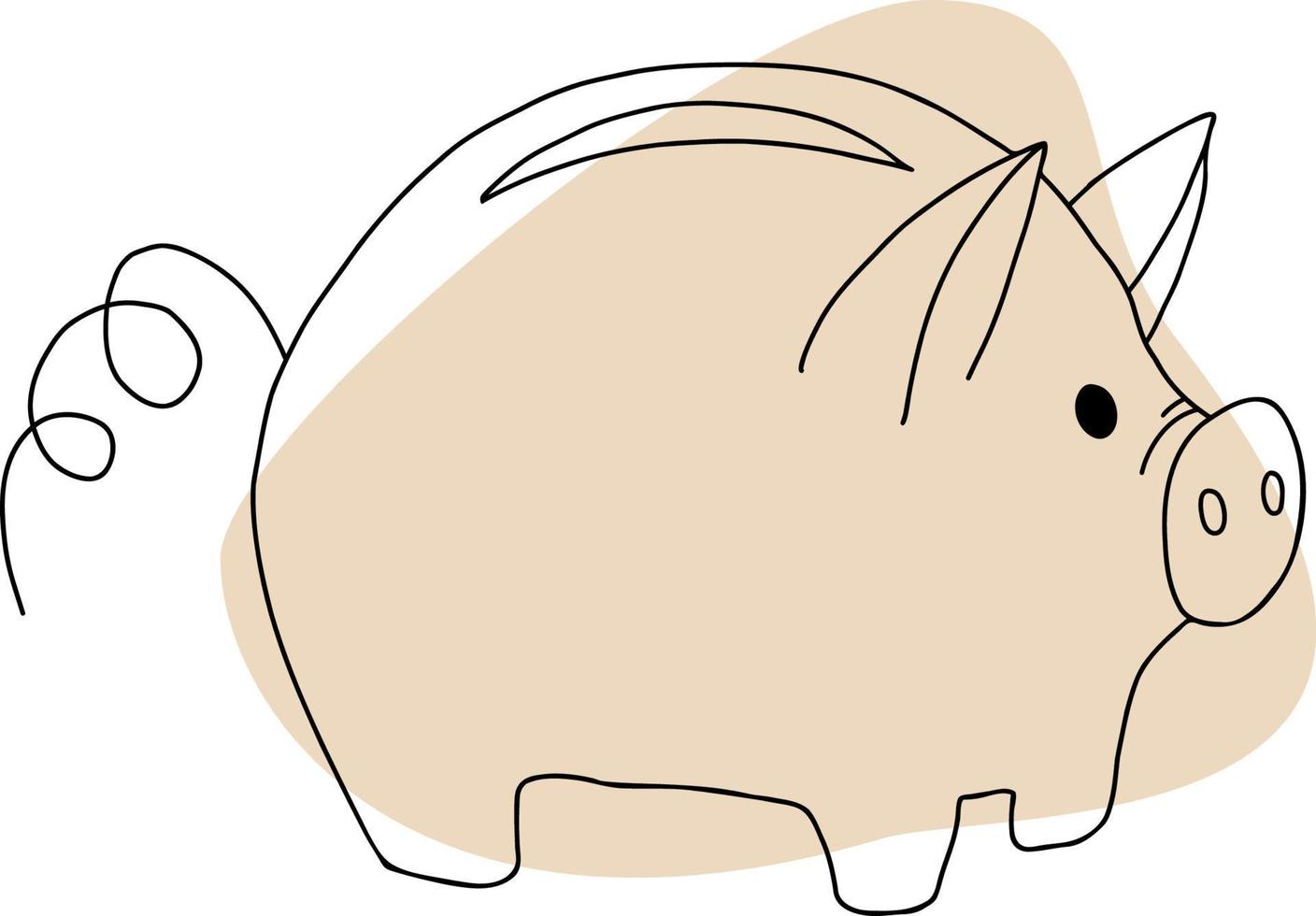 cute Pig piggy bank.  Vector illustration. Hand  doodle element for design and decor
