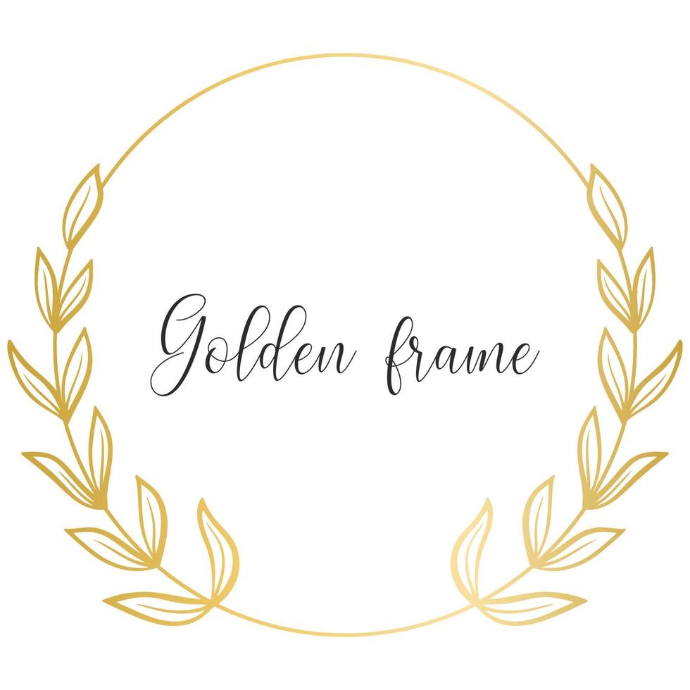 Golden wreath with twigs isolated vector illustration