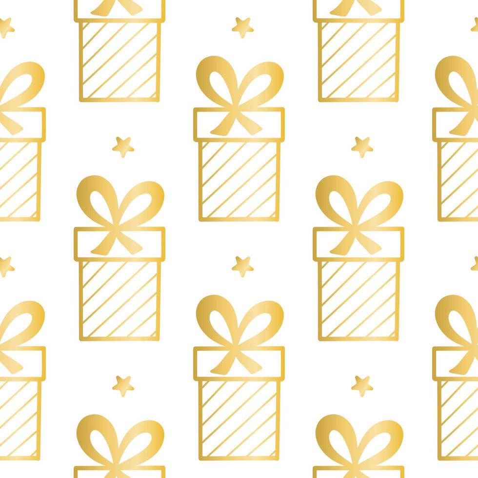 Gold gifts on white background seamless pattern vector