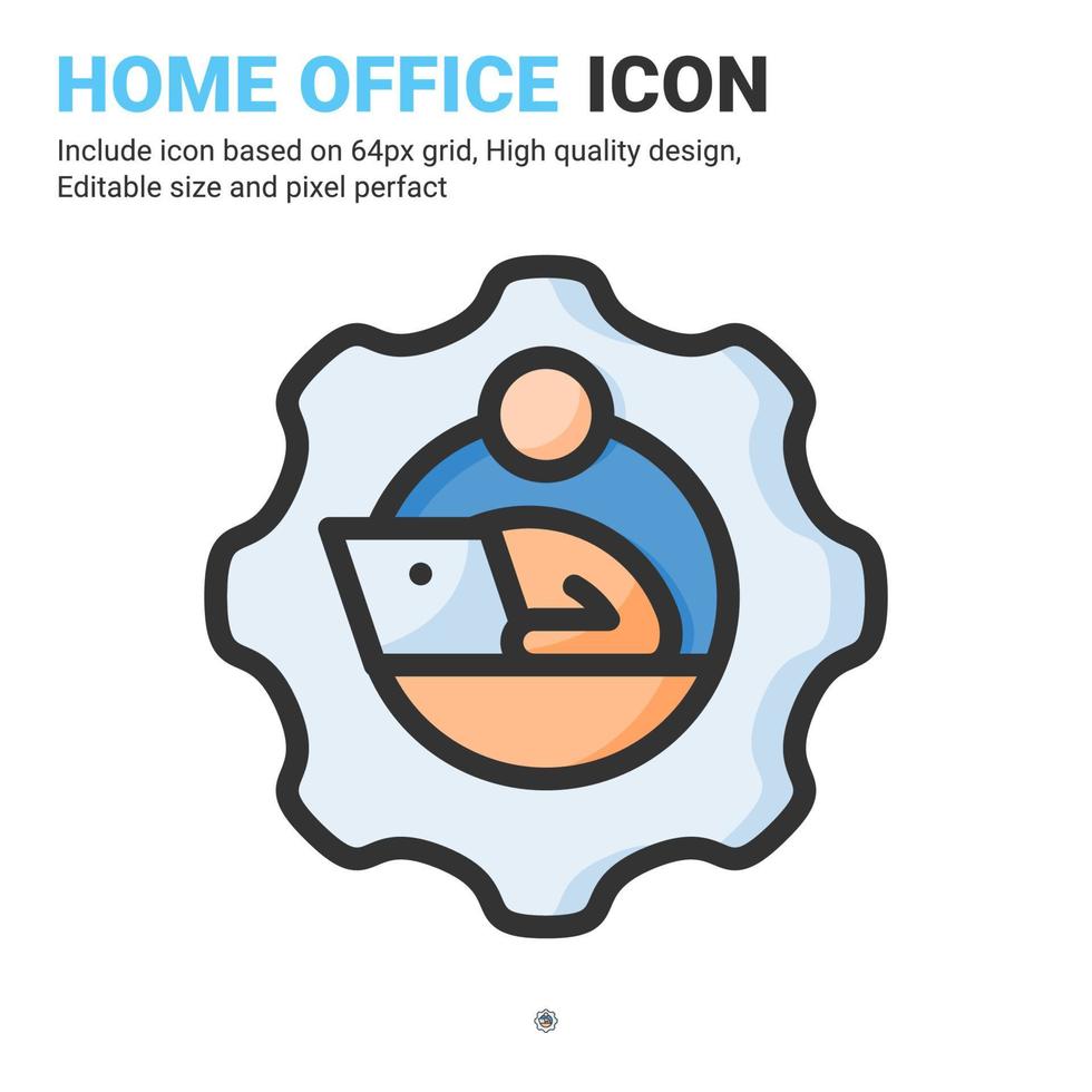 Remote employee icon vector with outline color style isolated on white background. Vector illustration work from home sign symbol icon concept for business, finance, industry, company, app and project