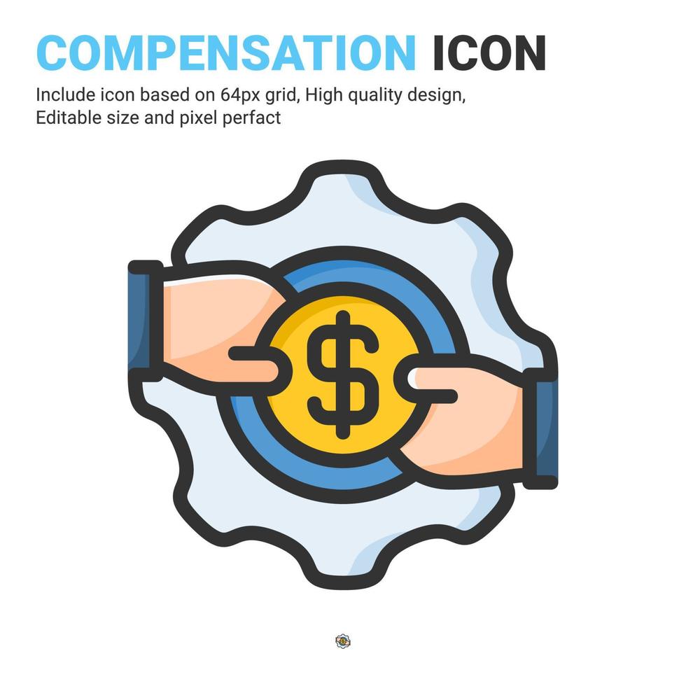 Compensation icon vector with outline color style isolated on white background. Vector illustration wage, salary sign symbol icon concept for business, finance, industry, company, app, web and project