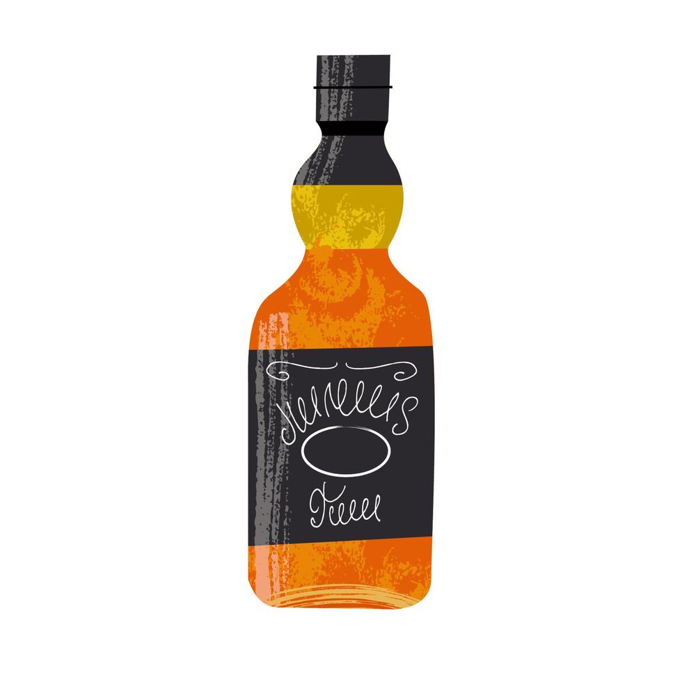 Bottle of whiskey. Vector illustration on white background.