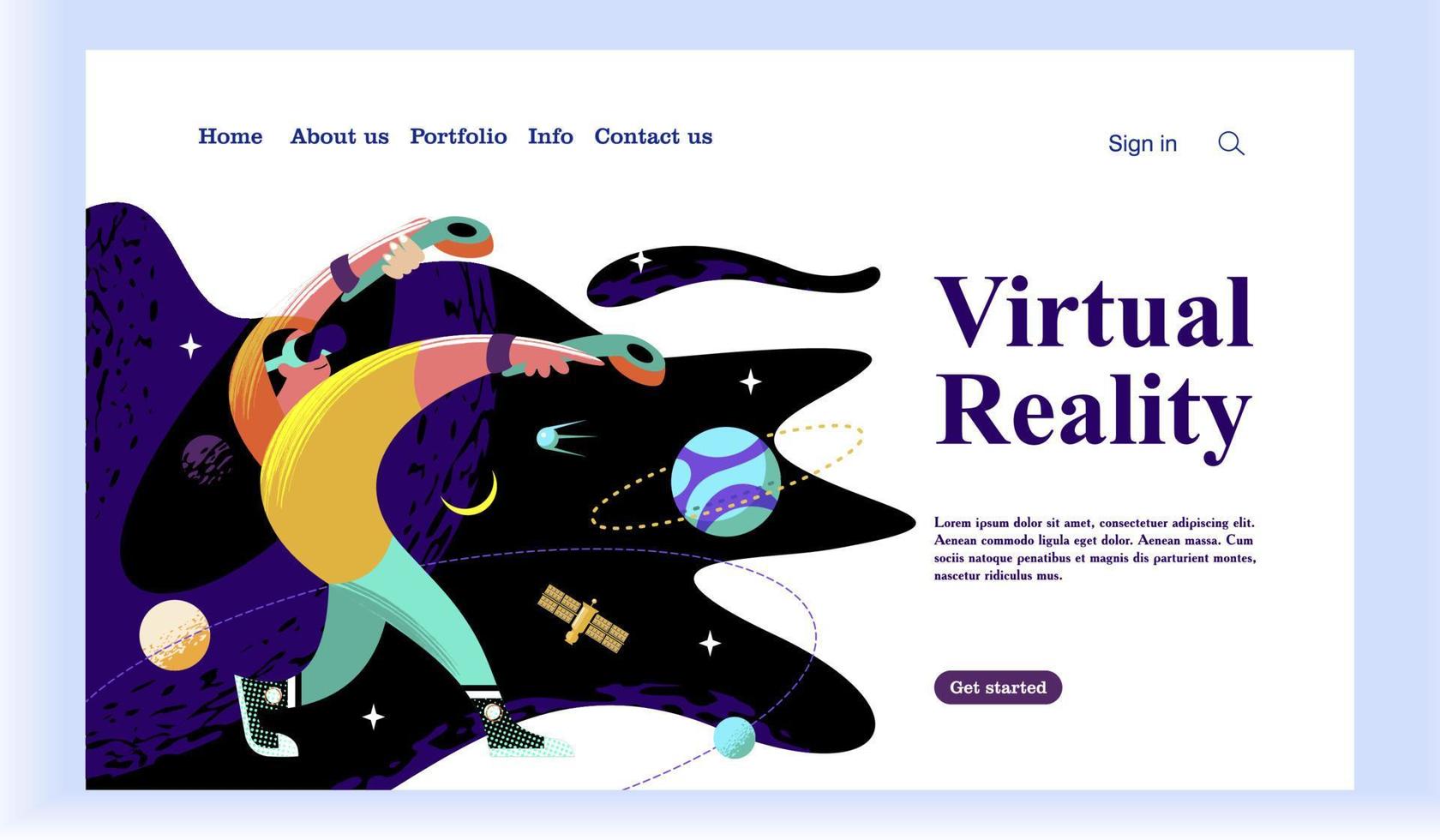 Virtual reality in space. Vector illustration. Modern technology