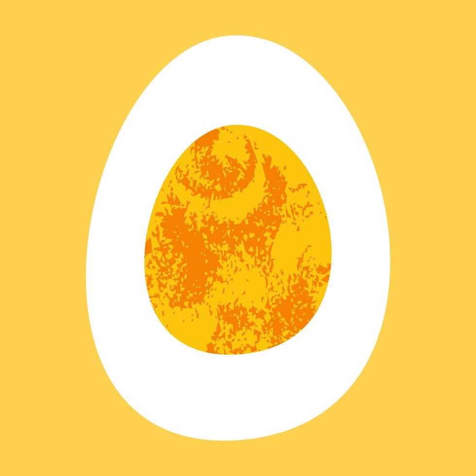 Half a boiled egg. Vector illustration in flat style in unique hand drawn texture.