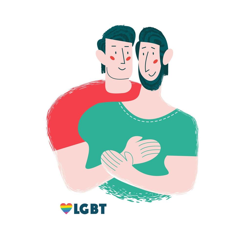 Vector illustration of happy homosexual men couples.