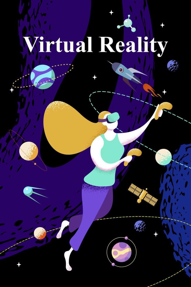 realidad virtual en el espacio. ilustración vectorial. tecnología moderna vector