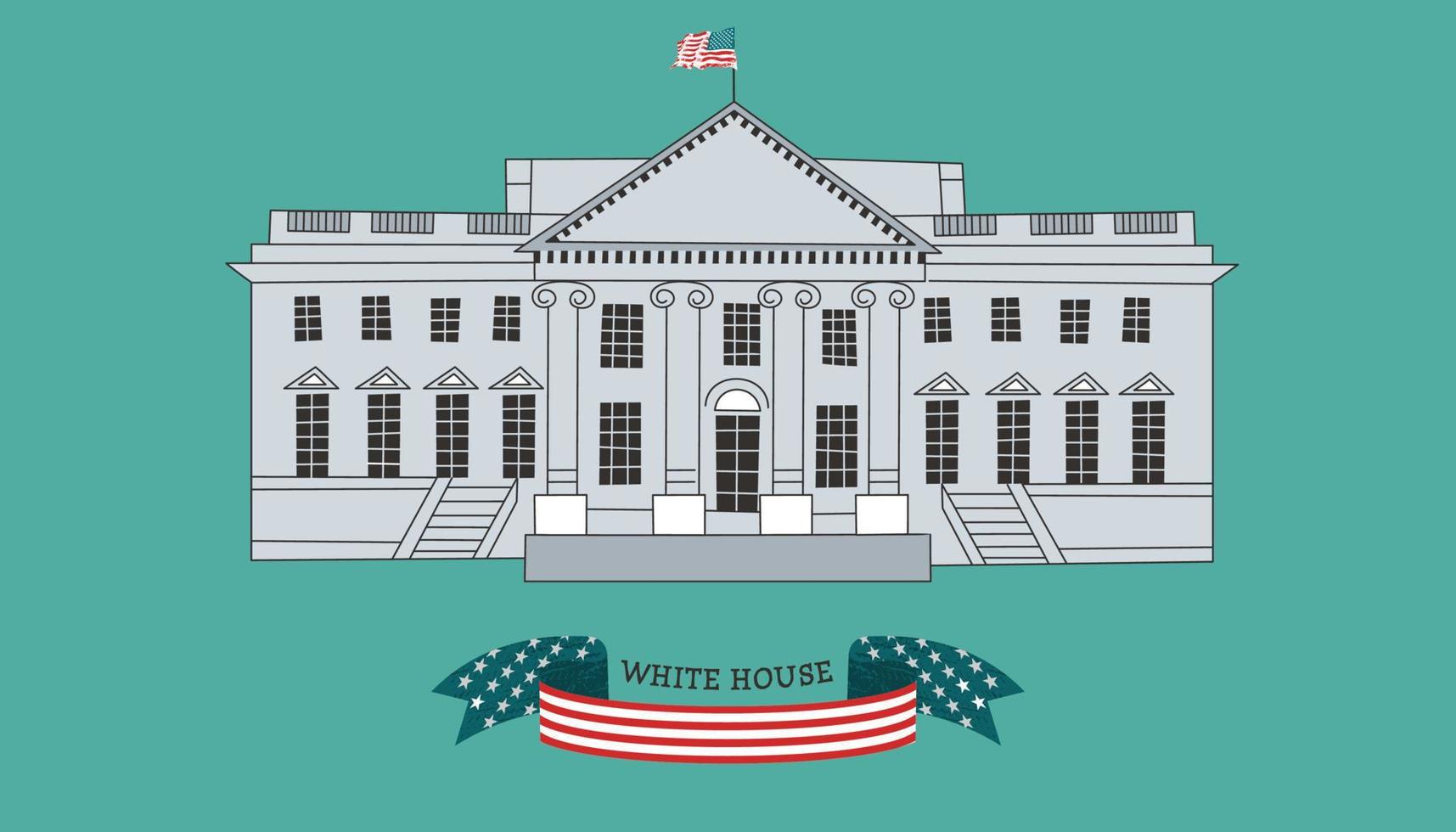 The building of the White house in Washington, DC. Residence of the President of the United States. vector