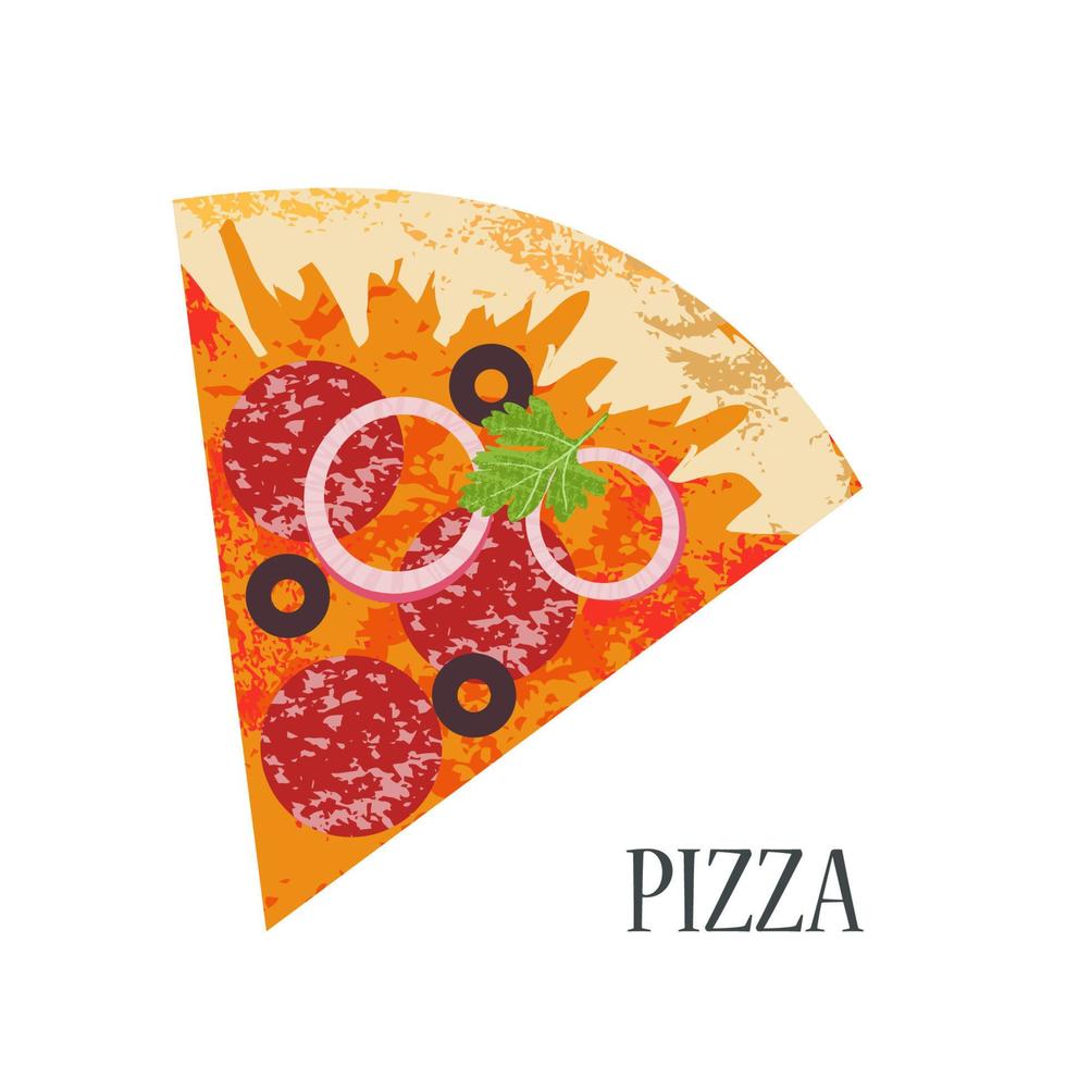 Slice of pizza. Vector illustration on white background.