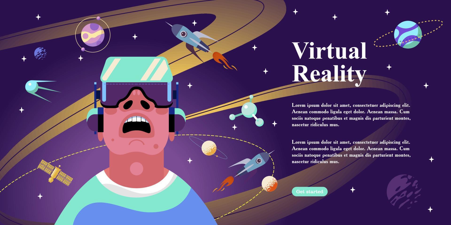 Virtual reality in space. Vector illustration. Modern technology