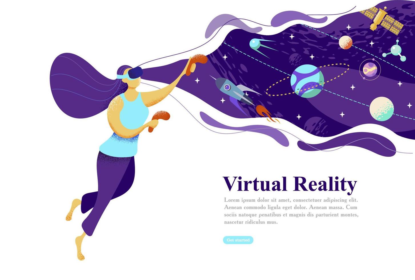 Virtual reality in space. Vector illustration. Modern technology