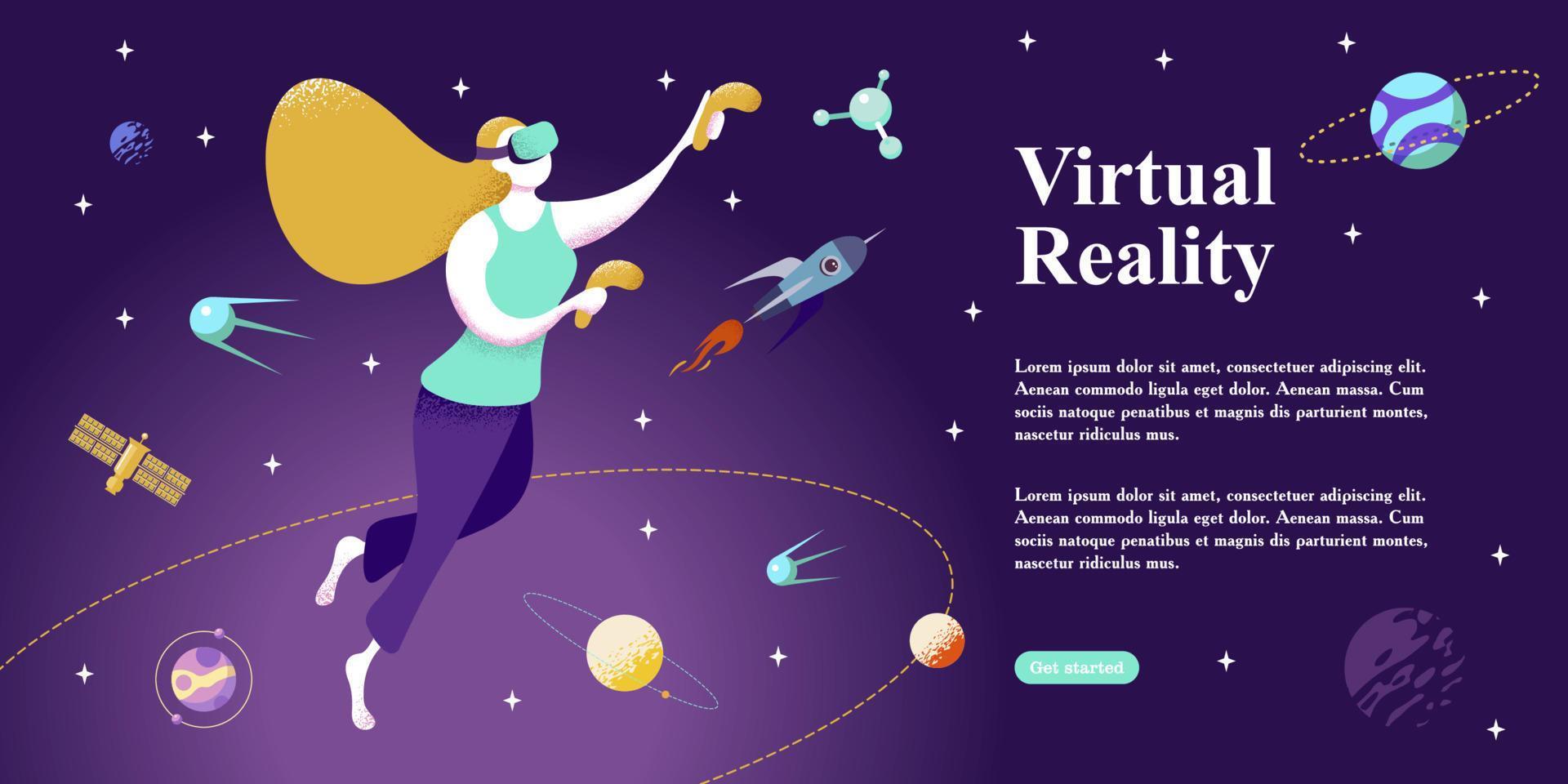 Virtual reality in space. Vector illustration. Modern technology