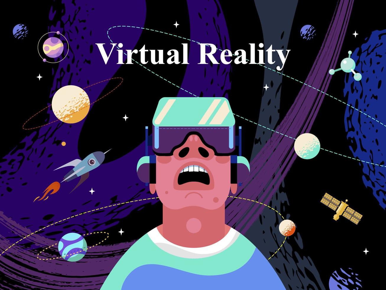 Virtual reality in space. Vector illustration. Modern technology