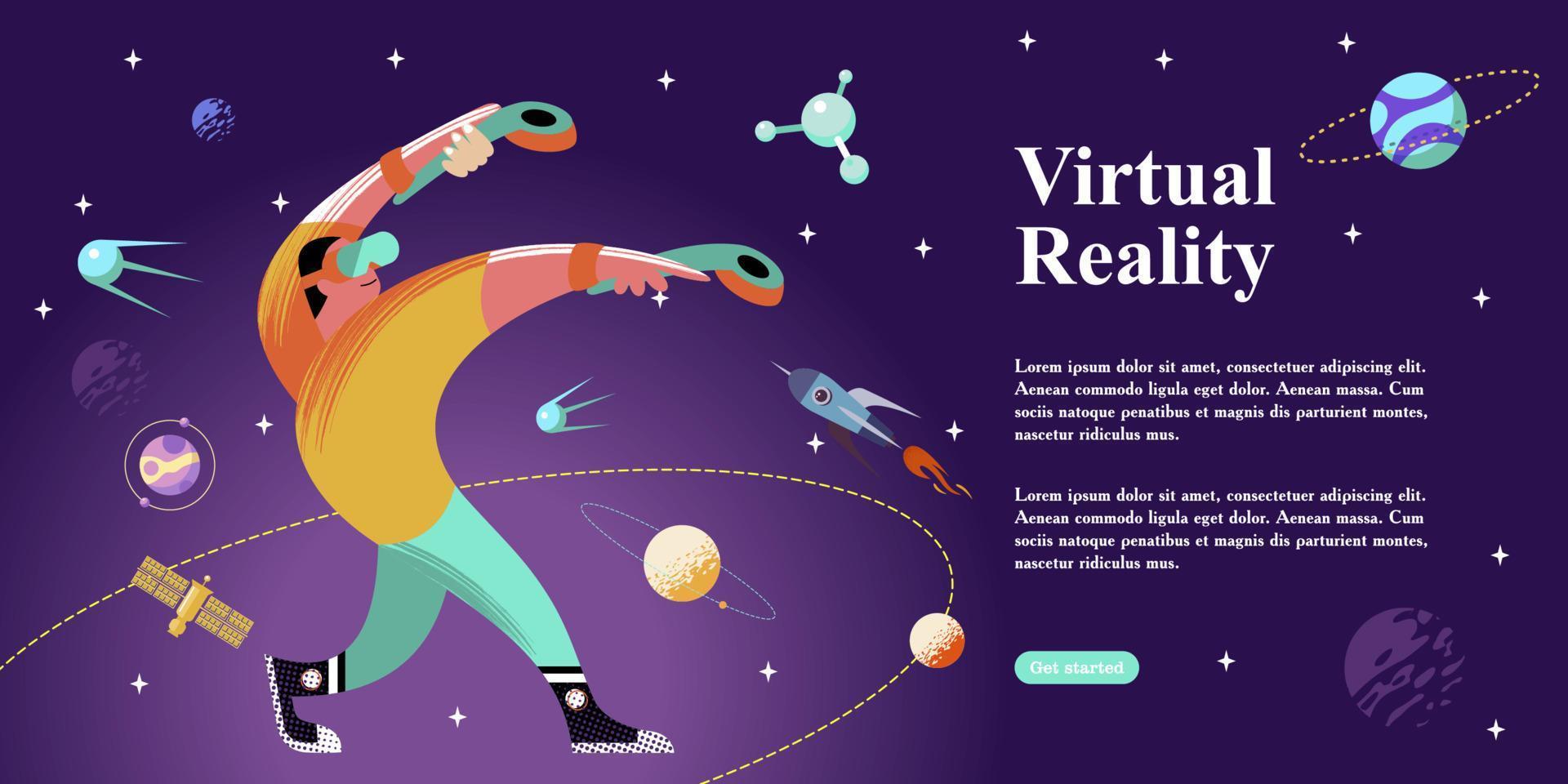 Virtual reality in space. Vector illustration. Modern technology