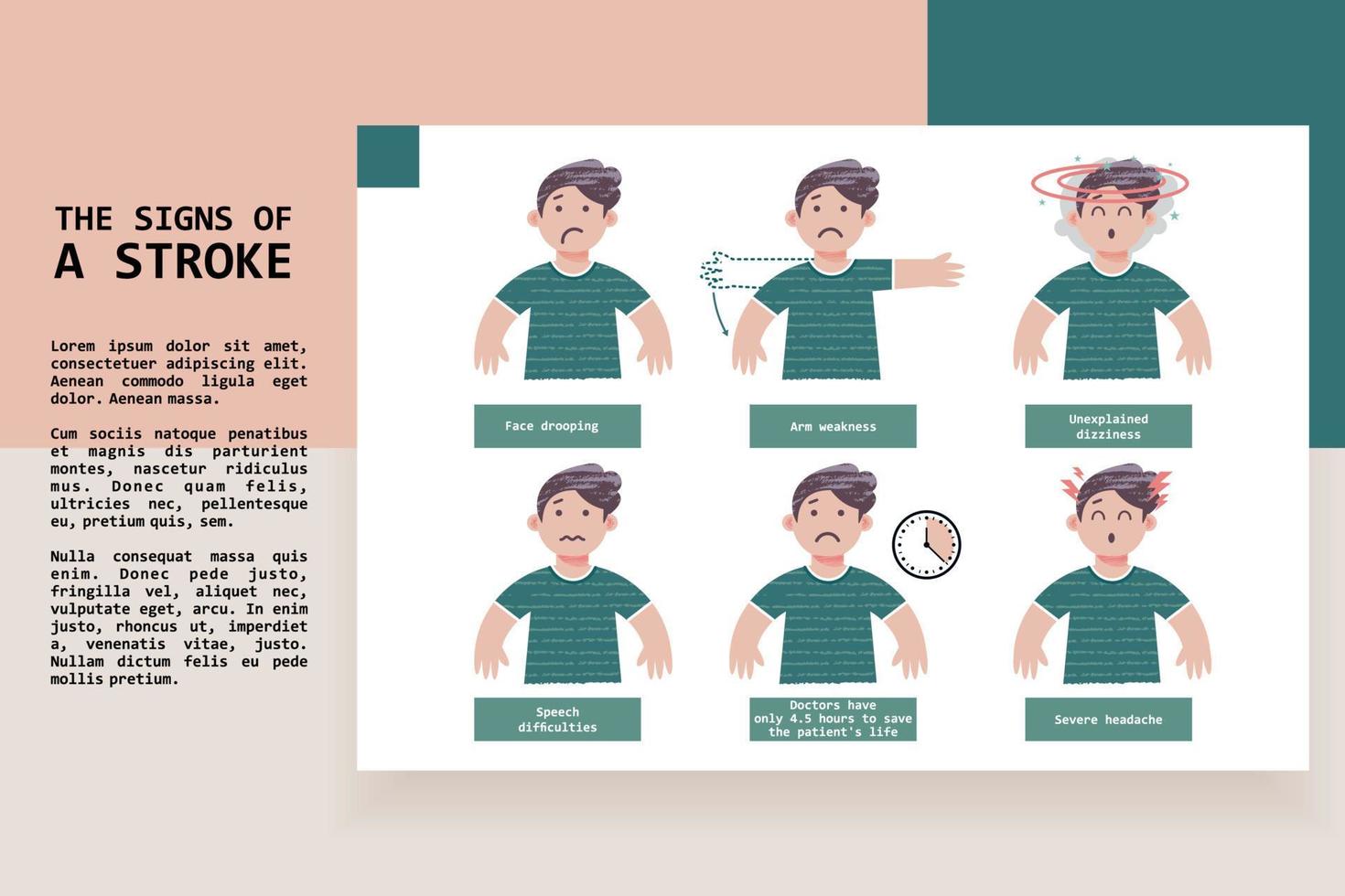 The signs of a stroke. Vector illustration, infographics.