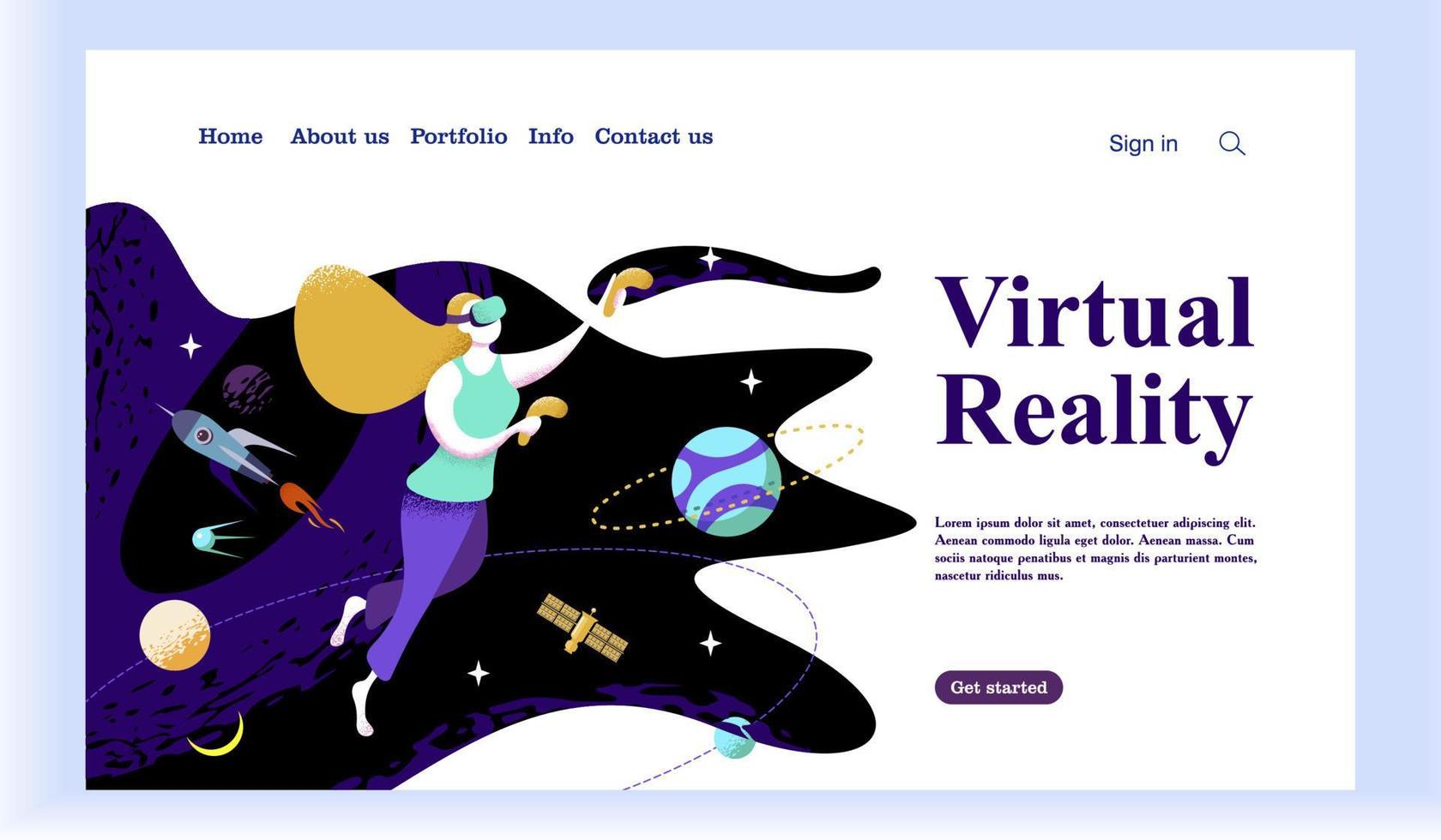 Virtual reality in space. Vector illustration. Modern technology