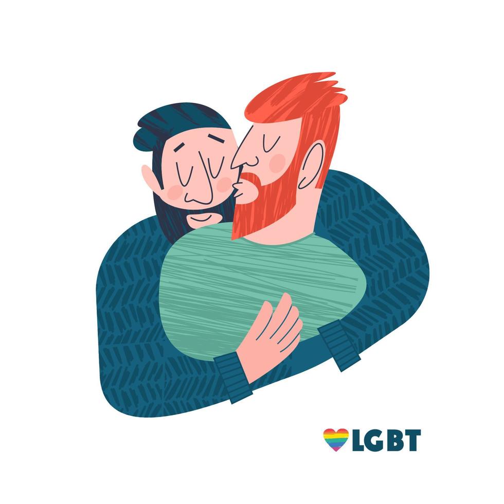 ilustración vectorial de parejas de hombres homosexuales felices. vector