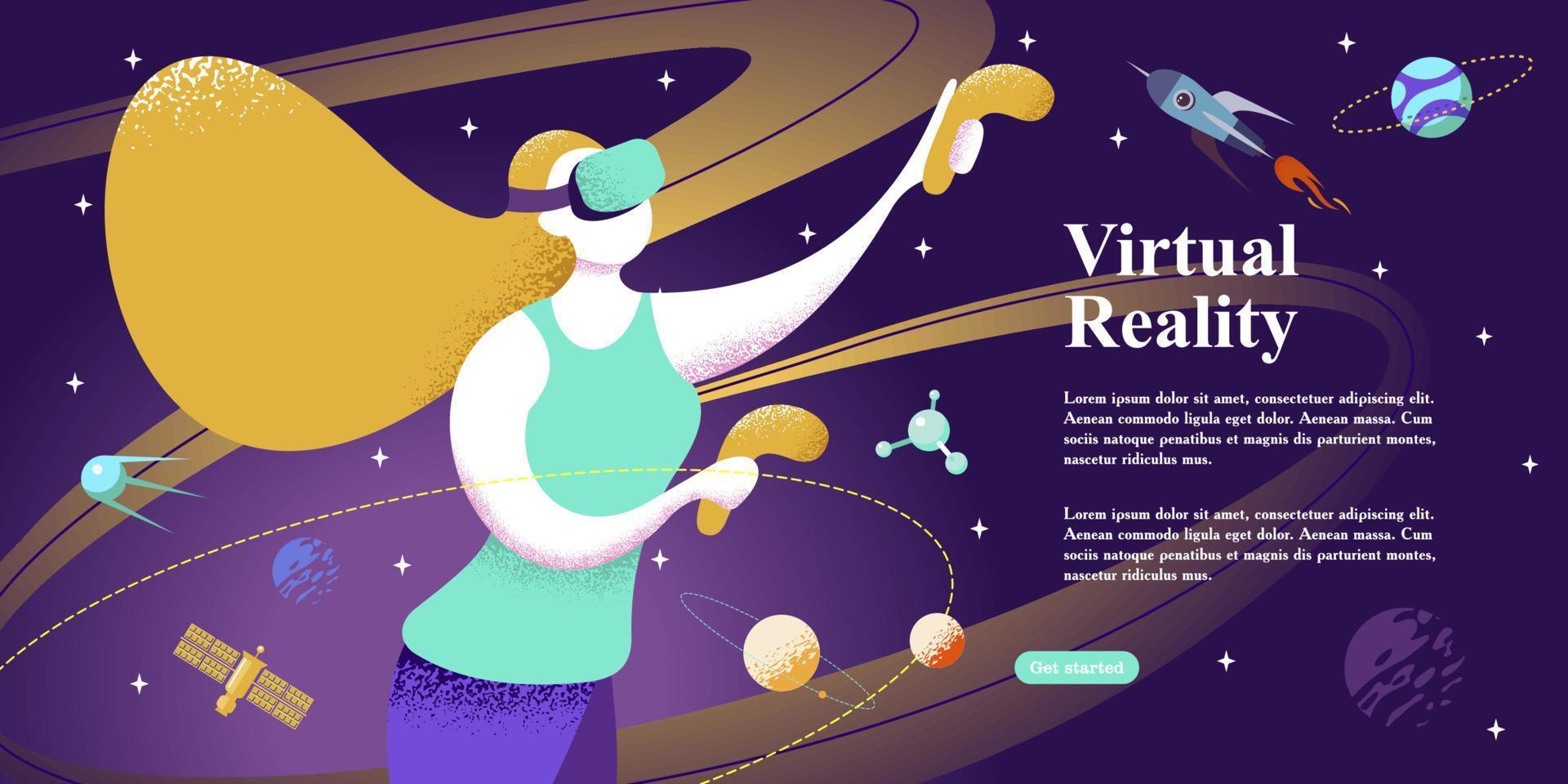 Virtual reality in space. Vector illustration. Modern technology